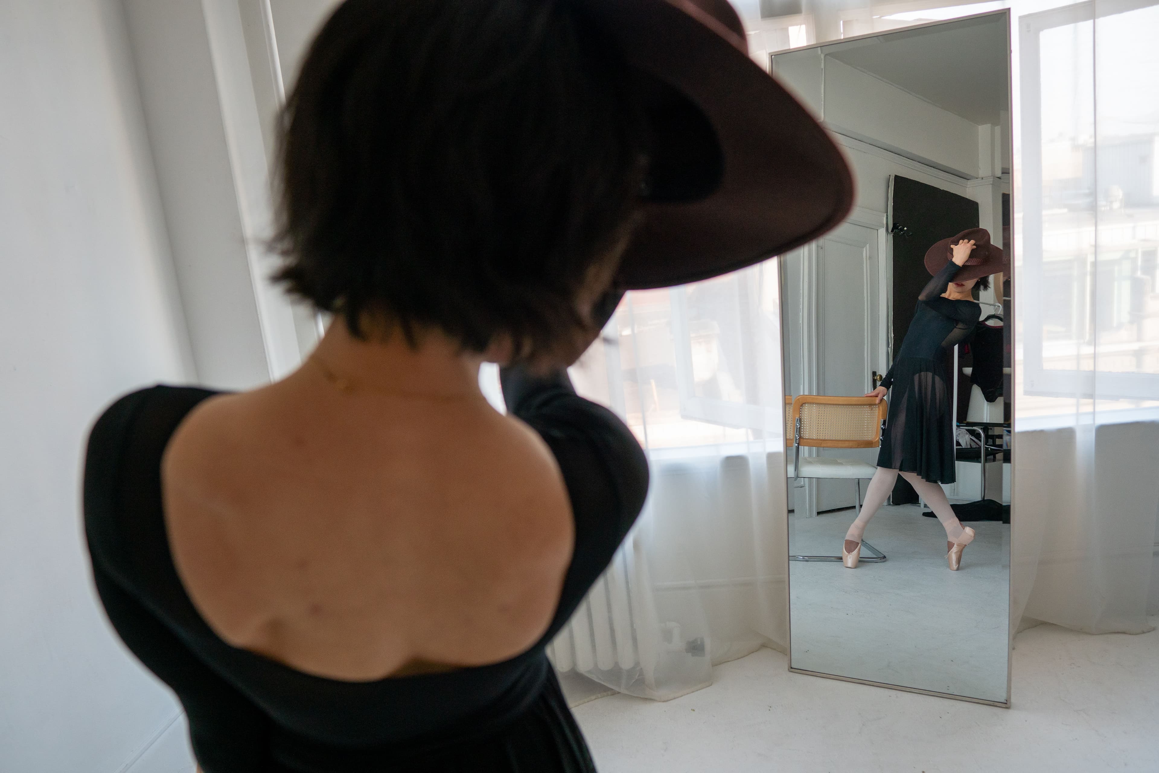 Allure Leotard — Black with black mesh — view 4