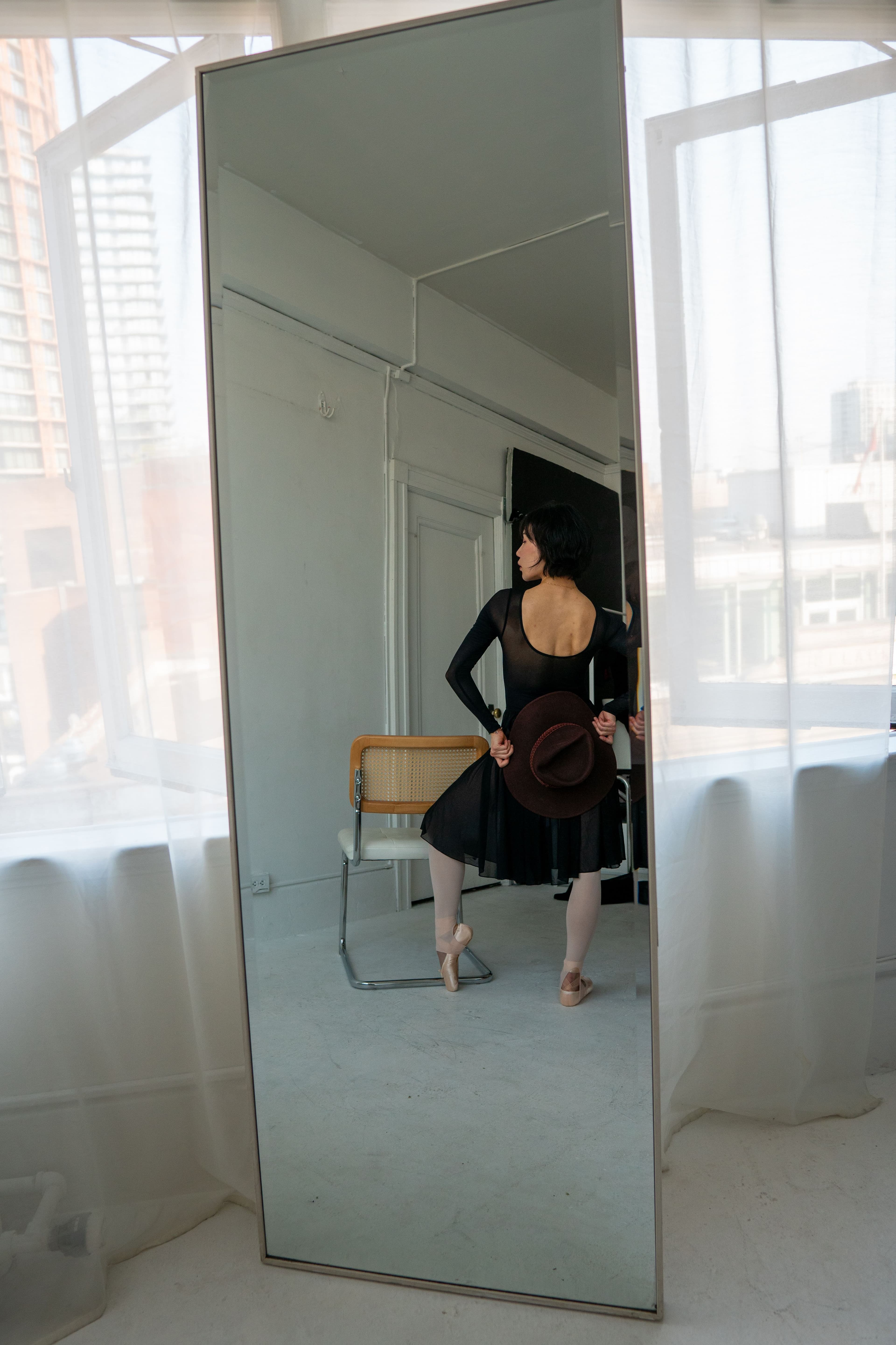 Allure Leotard — Black with black mesh — view 2