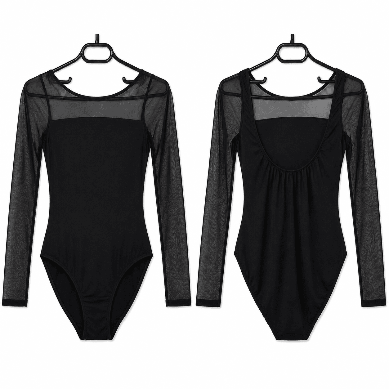 Allure Leotard — Black with black mesh — view 5