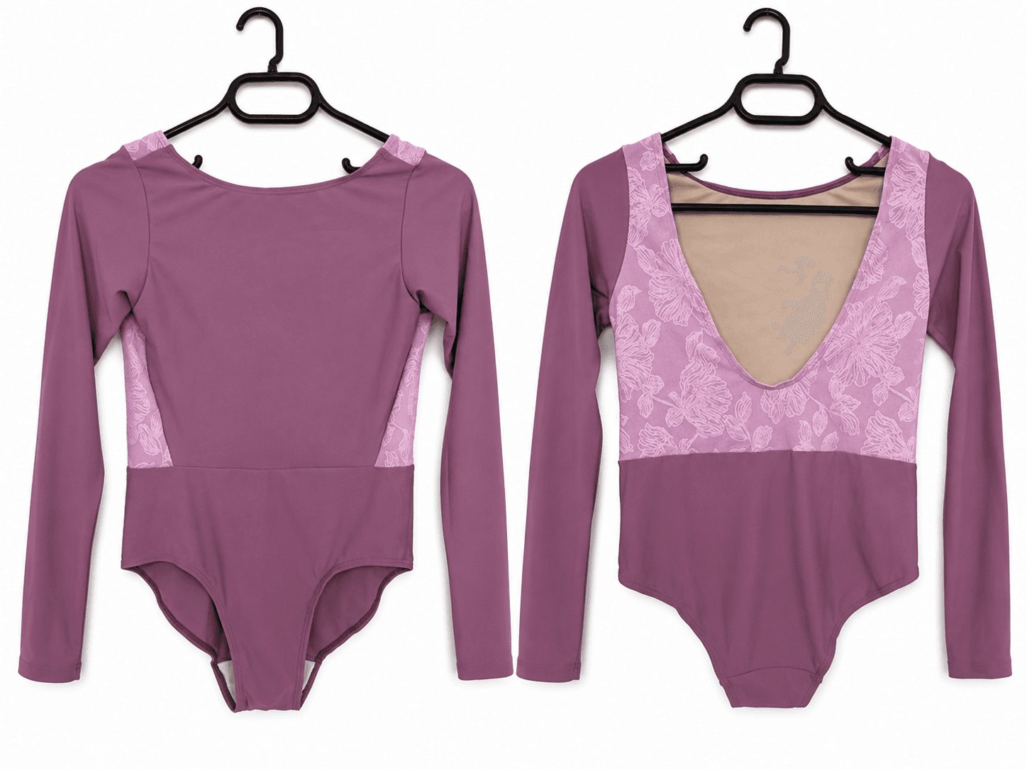 Fluidité Leotard — Purple with purple sleeves and embroidery panels — view 4