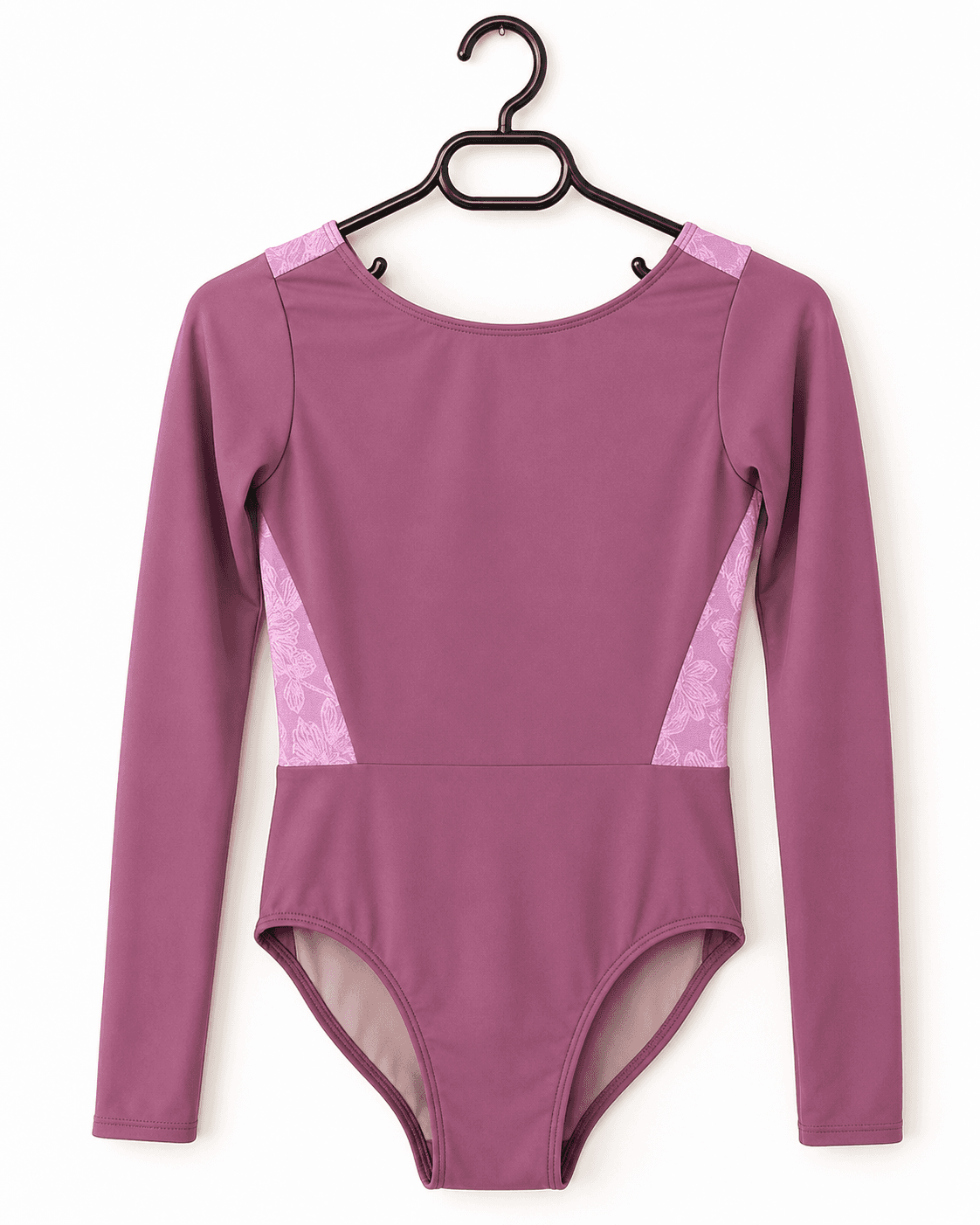Fluidité Leotard — Purple with purple sleeves and embroidery panels — view 2