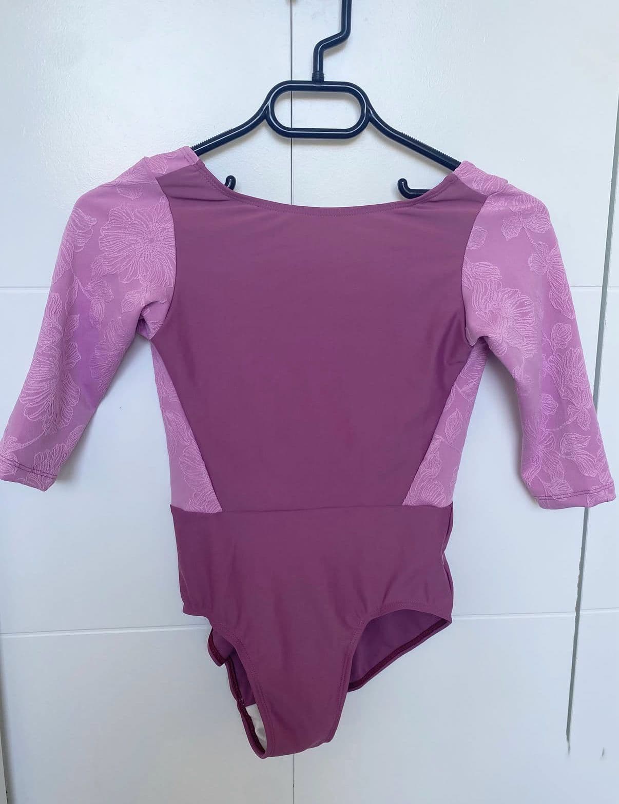 Purple Floral Embroidery Leotard