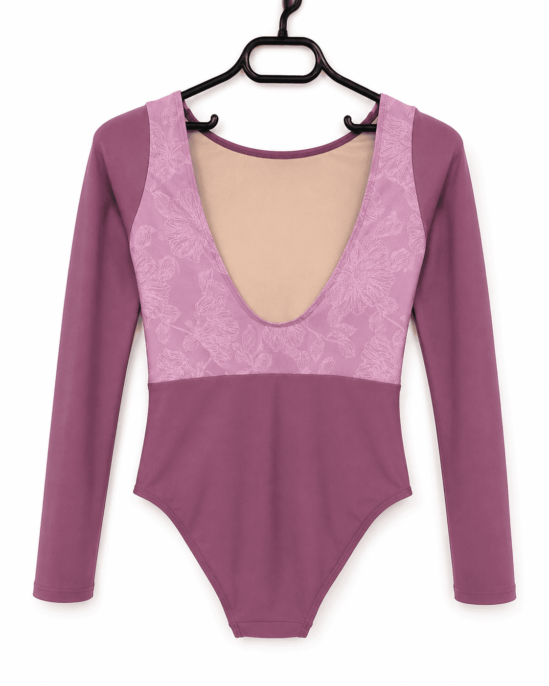 Fluidité Leotard — Purple with purple sleeves and embroidery panels — view 3